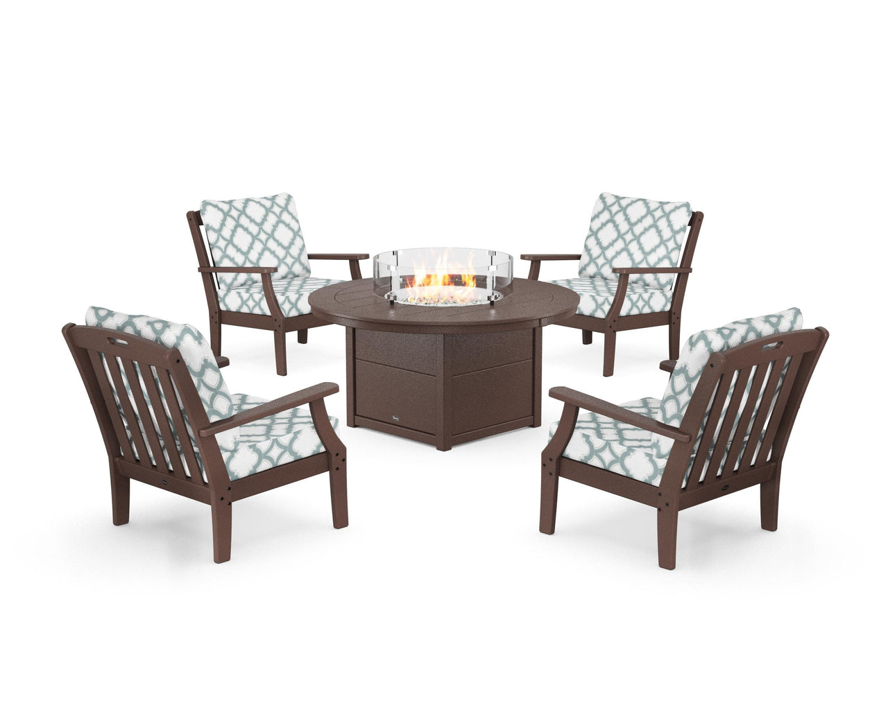 Trex Yacht Club 5-Piece Deep Seating Set with Round Fire Pit Table