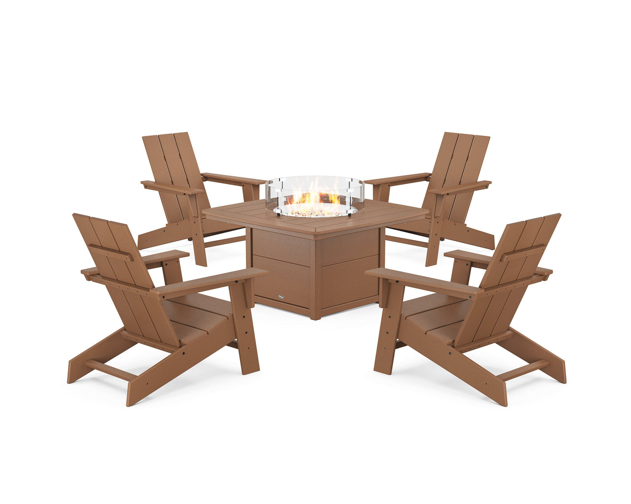 Trex Eastport Modern Adirondack 5-Piece Set with Yacht Club Fire Pit Table