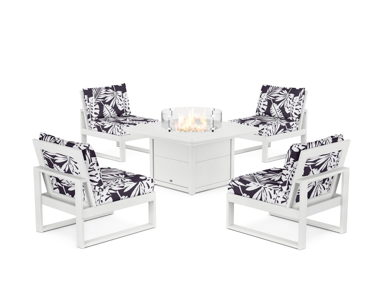 Trex Eastport Modular 5-Piece Deep Seating Set with Yacht Club Fire Pit Table