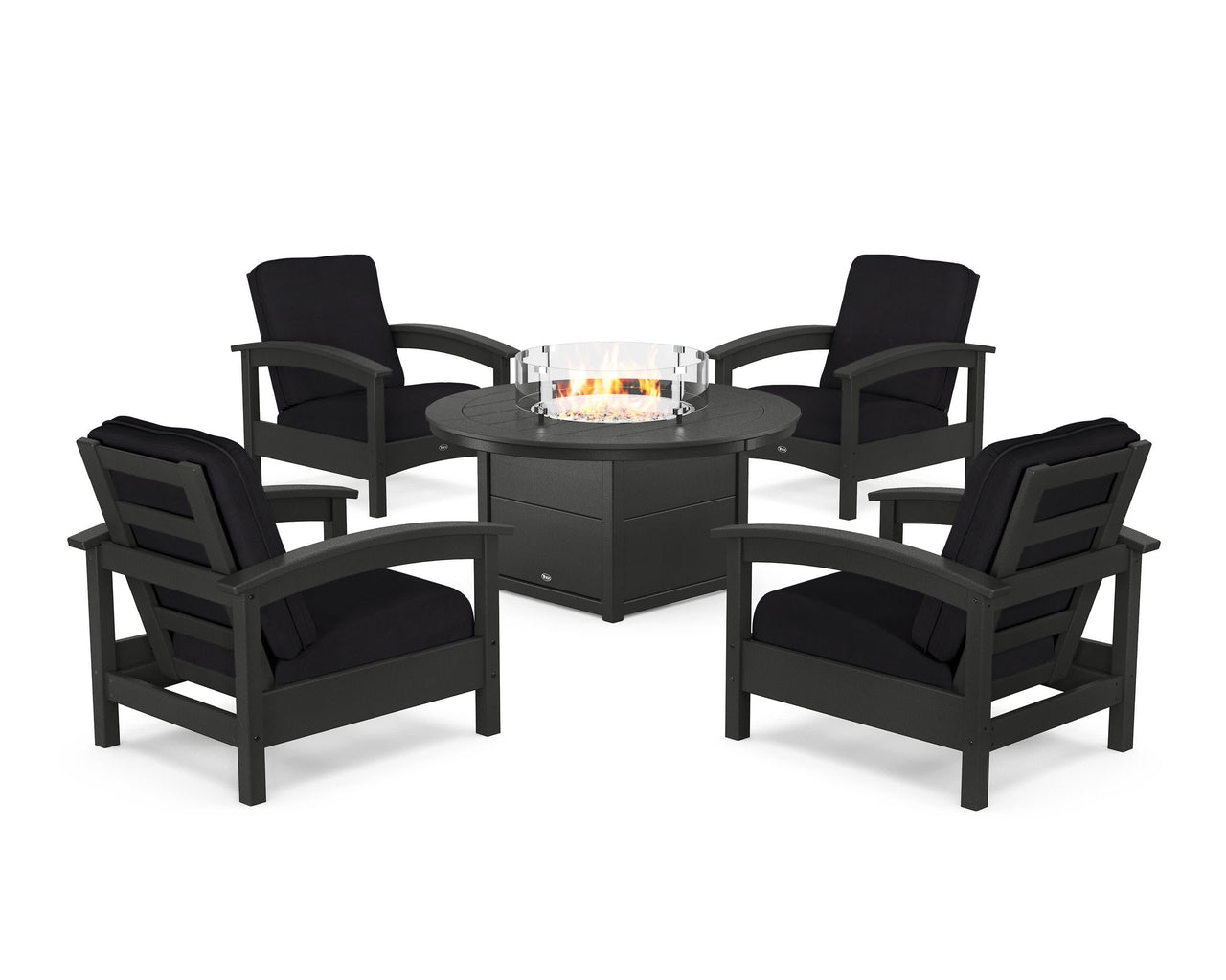 Trex Rockport 5-Piece Deep Seating Set with Round Fire Pit Table