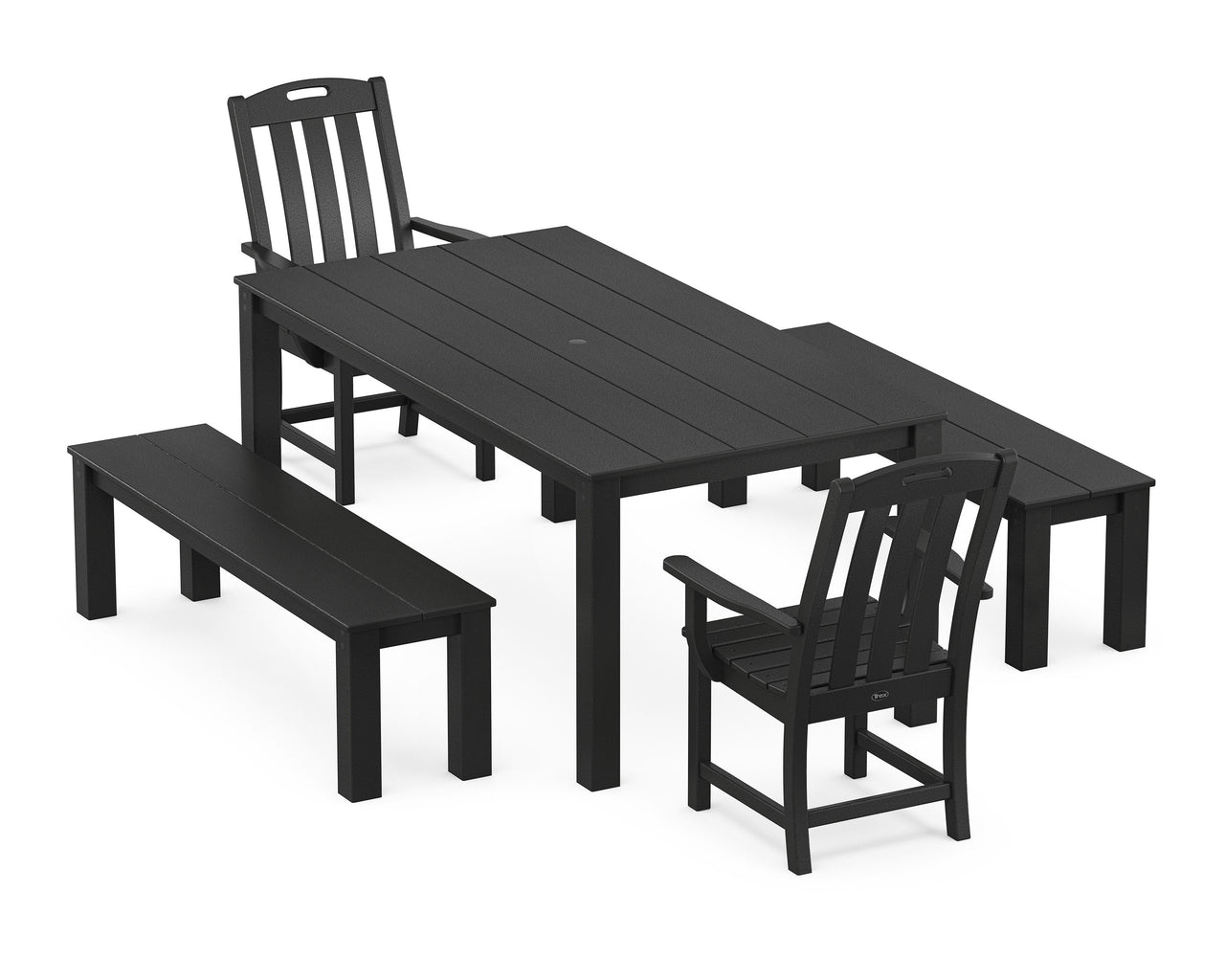 Trex Yacht Club 5-Piece Parsons Dining Set with Benches