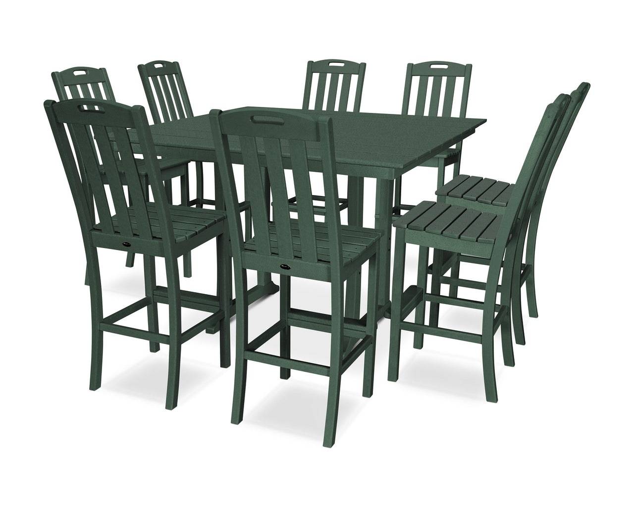 Trex Yacht Club 9-Piece Farmhouse Trestle Side Chair Bar Set