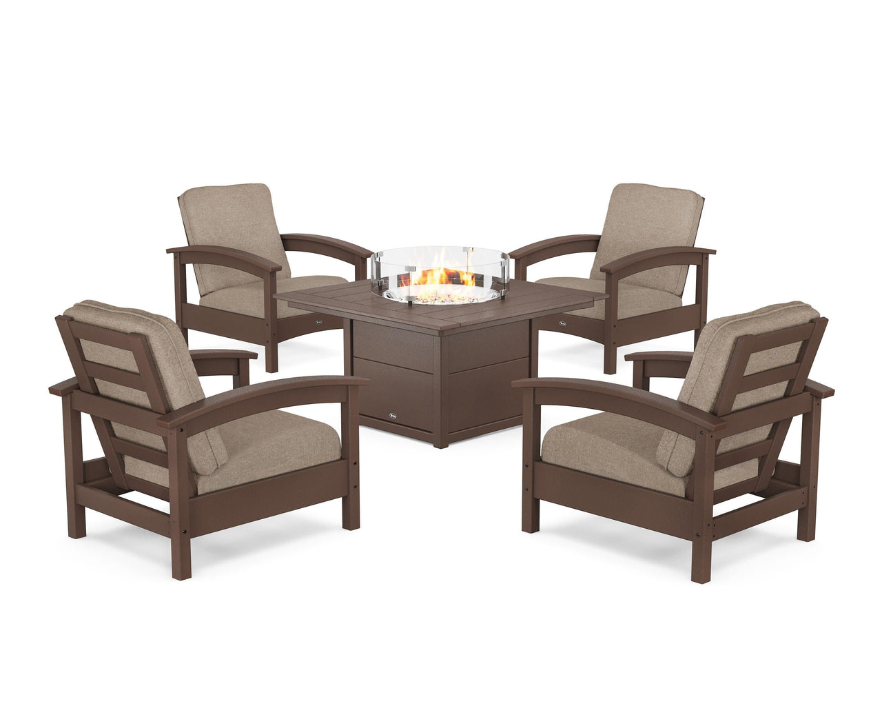 Trex Rockport 5-Piece Deep Seating Set with Square Fire Pit Table