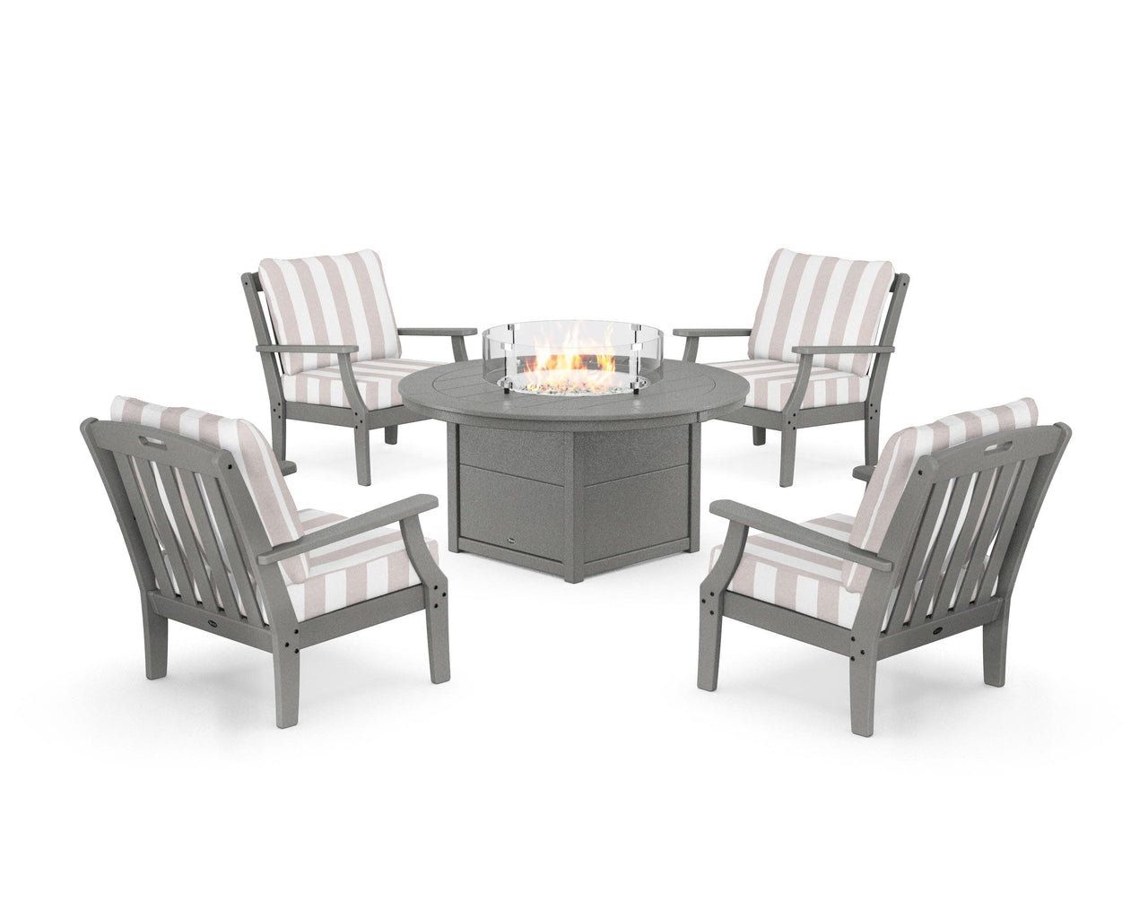 Trex Yacht Club 5-Piece Deep Seating Set with Round Fire Pit Table