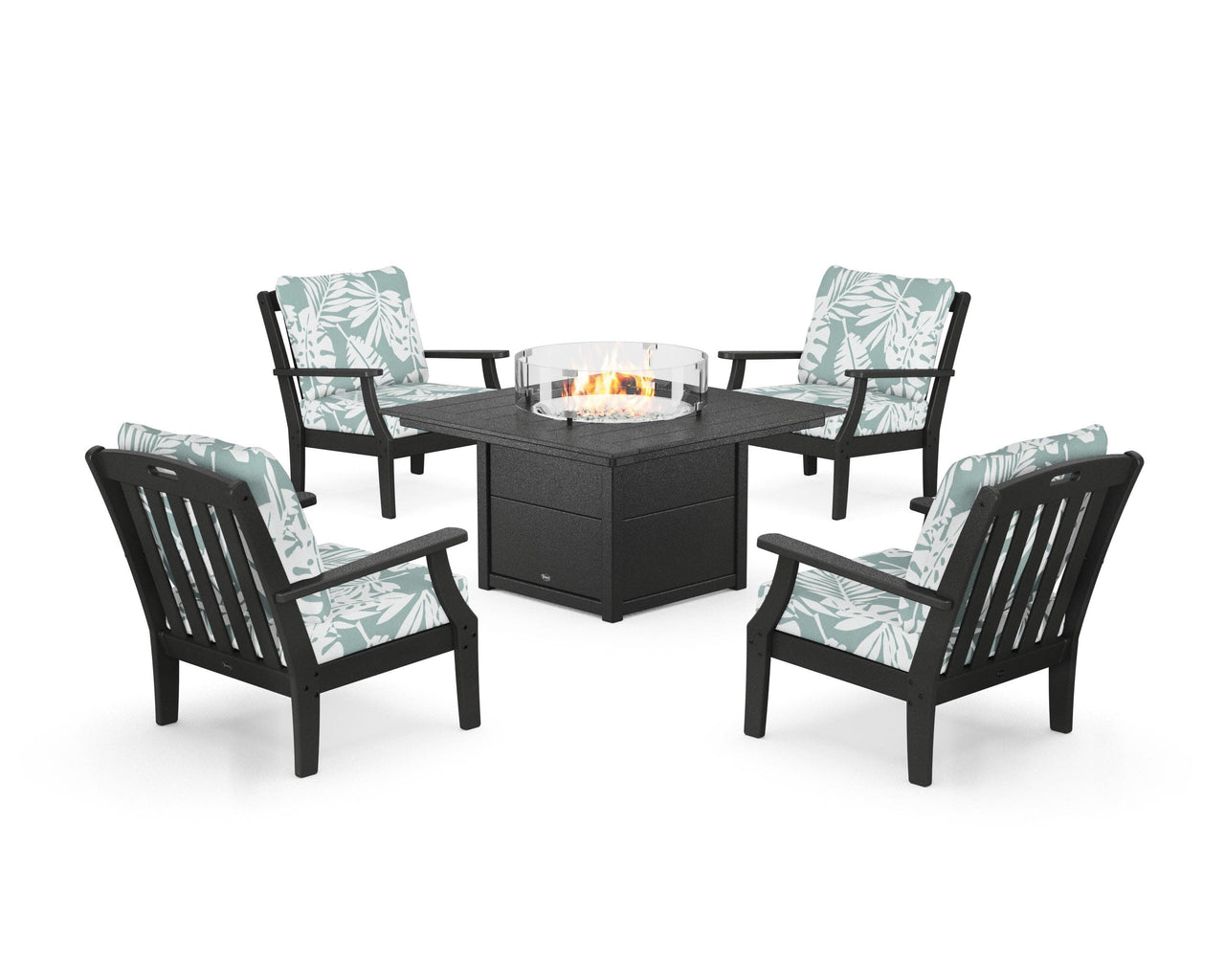 Trex Yacht Club 5-Piece Deep Seating Set with Square Fire Pit Table