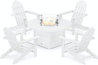 Thumbnail for POLYWOOD Classic Adirondack 5 Piece Conversation Set W Fire Pit Table