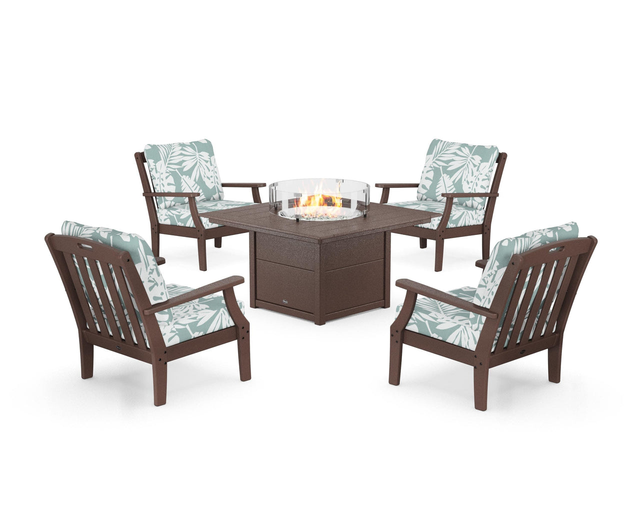 Trex Yacht Club 5-Piece Deep Seating Set with Square Fire Pit Table