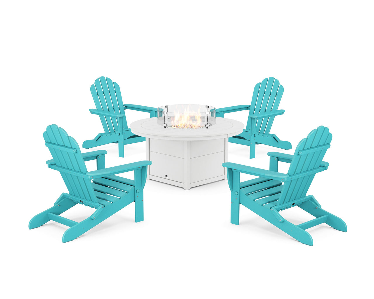 Trex 5-Piece Monterey Bay Folding Adirondack Conversation Set with Fire Pit Table