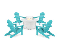 Thumbnail for Trex 5-Piece Monterey Bay Folding Adirondack Conversation Set with Fire Pit Table