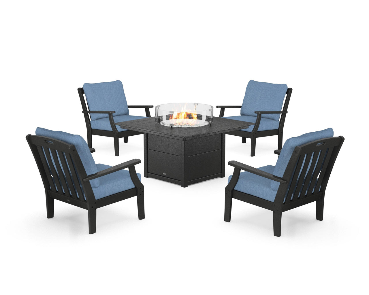 Trex Yacht Club 5-Piece Deep Seating Set with Square Fire Pit Table