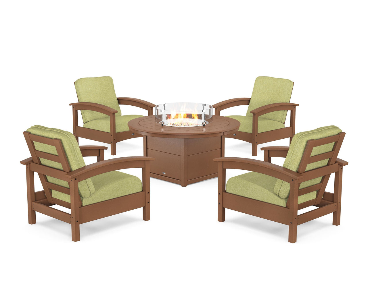 Trex Rockport 5-Piece Deep Seating Set with Round Fire Pit Table