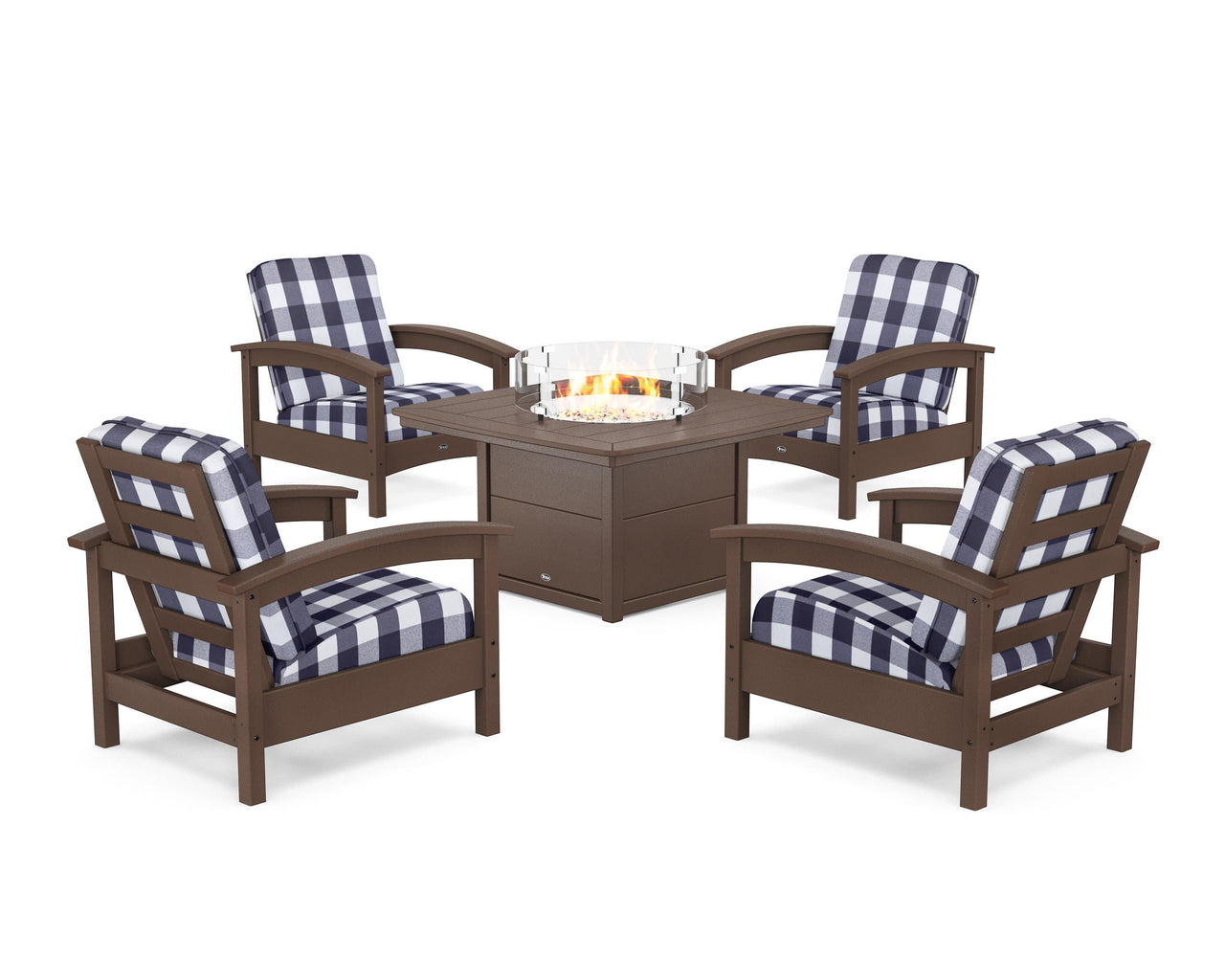 Trex Rockport 5-Piece Deep Seating Set with Yacht Club Fire Pit Table