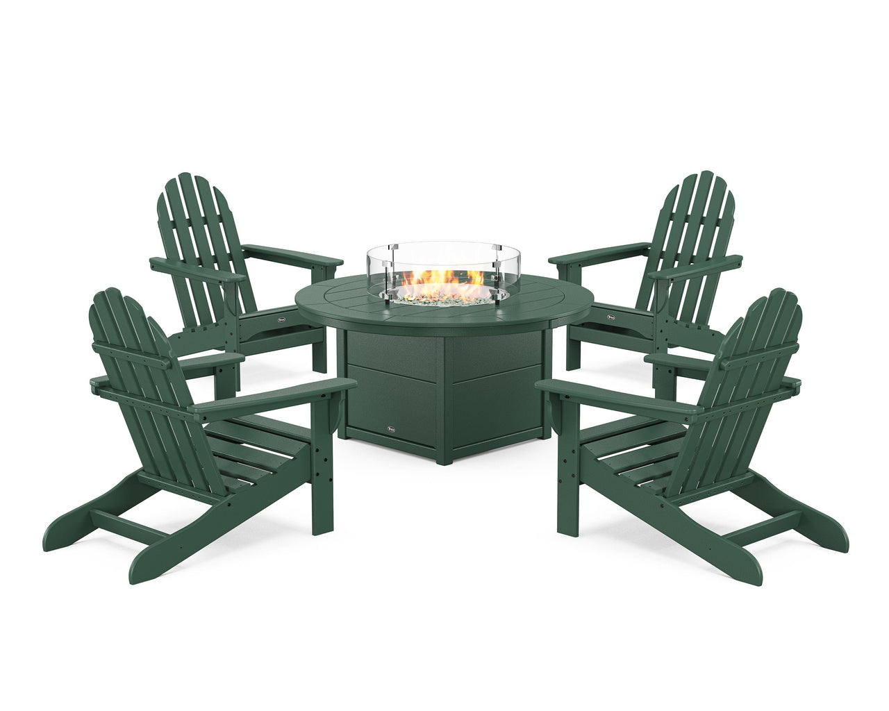 Trex Cape Cod Adirondack 5-Piece Set with Round Fire Pit Table