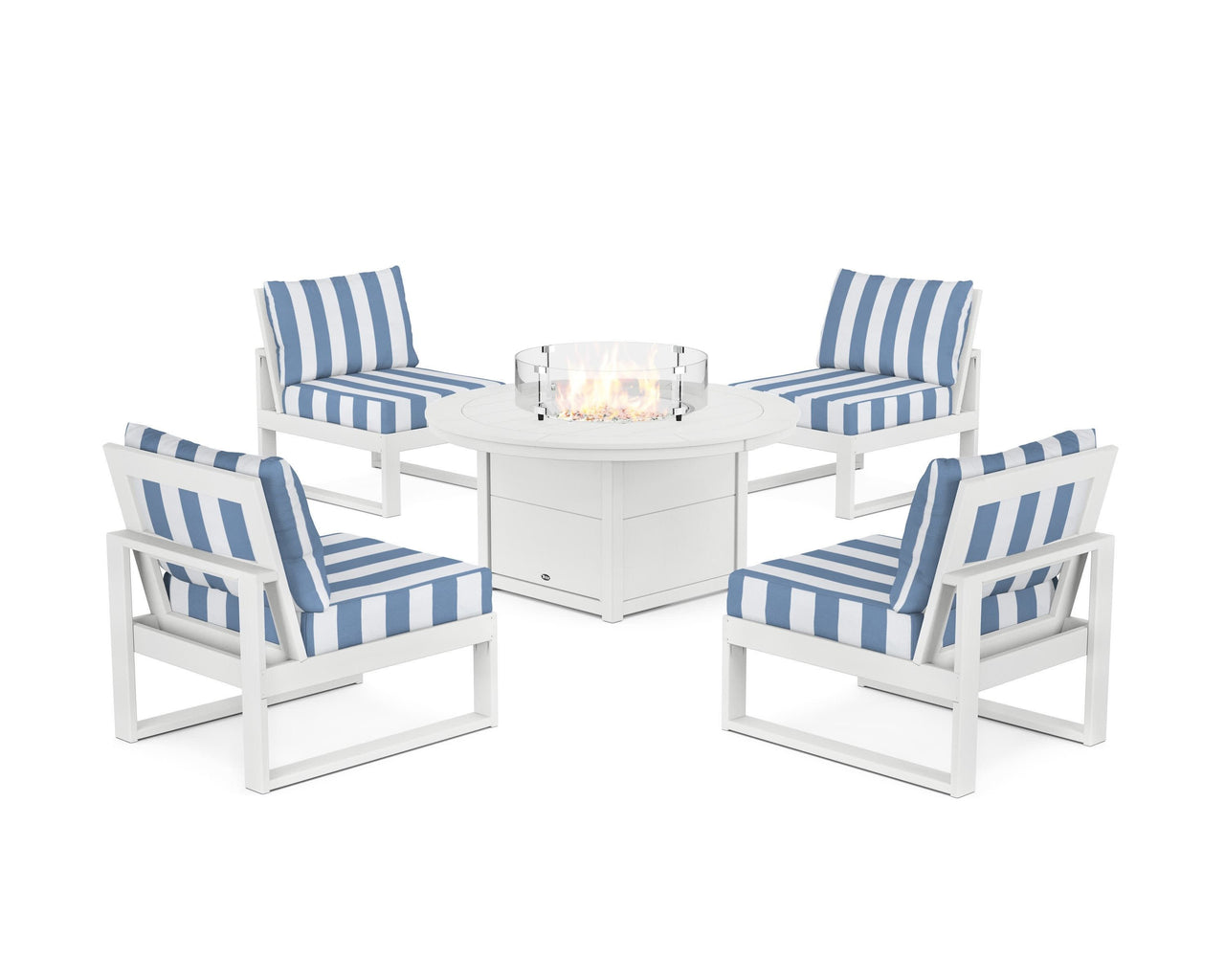 Trex Eastport Modular 5-Piece Deep Seating Set with Round Fire Pit Table