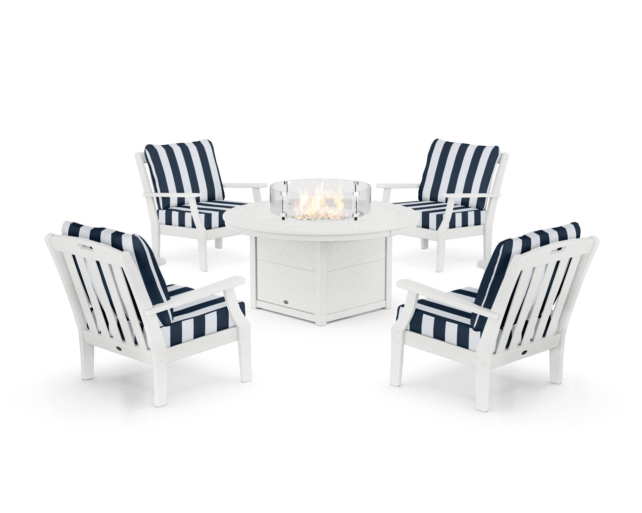 Trex Yacht Club 5-Piece Deep Seating Set with Round Fire Pit Table