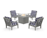 Thumbnail for Trex Yacht Club 5-Piece Deep Seating Set with Square Fire Pit Table