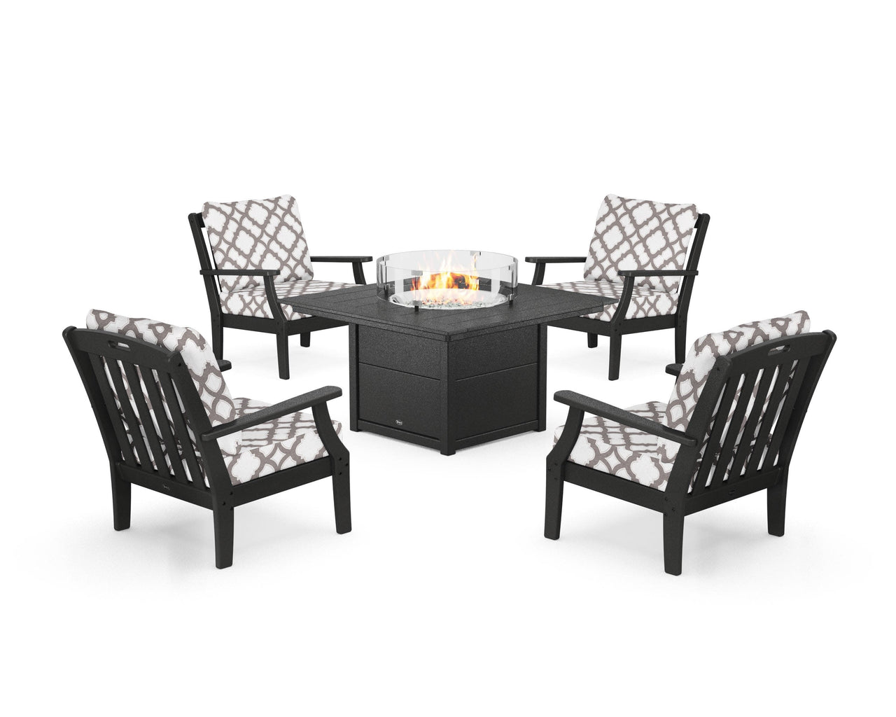 Trex Yacht Club 5-Piece Deep Seating Set with Square Fire Pit Table