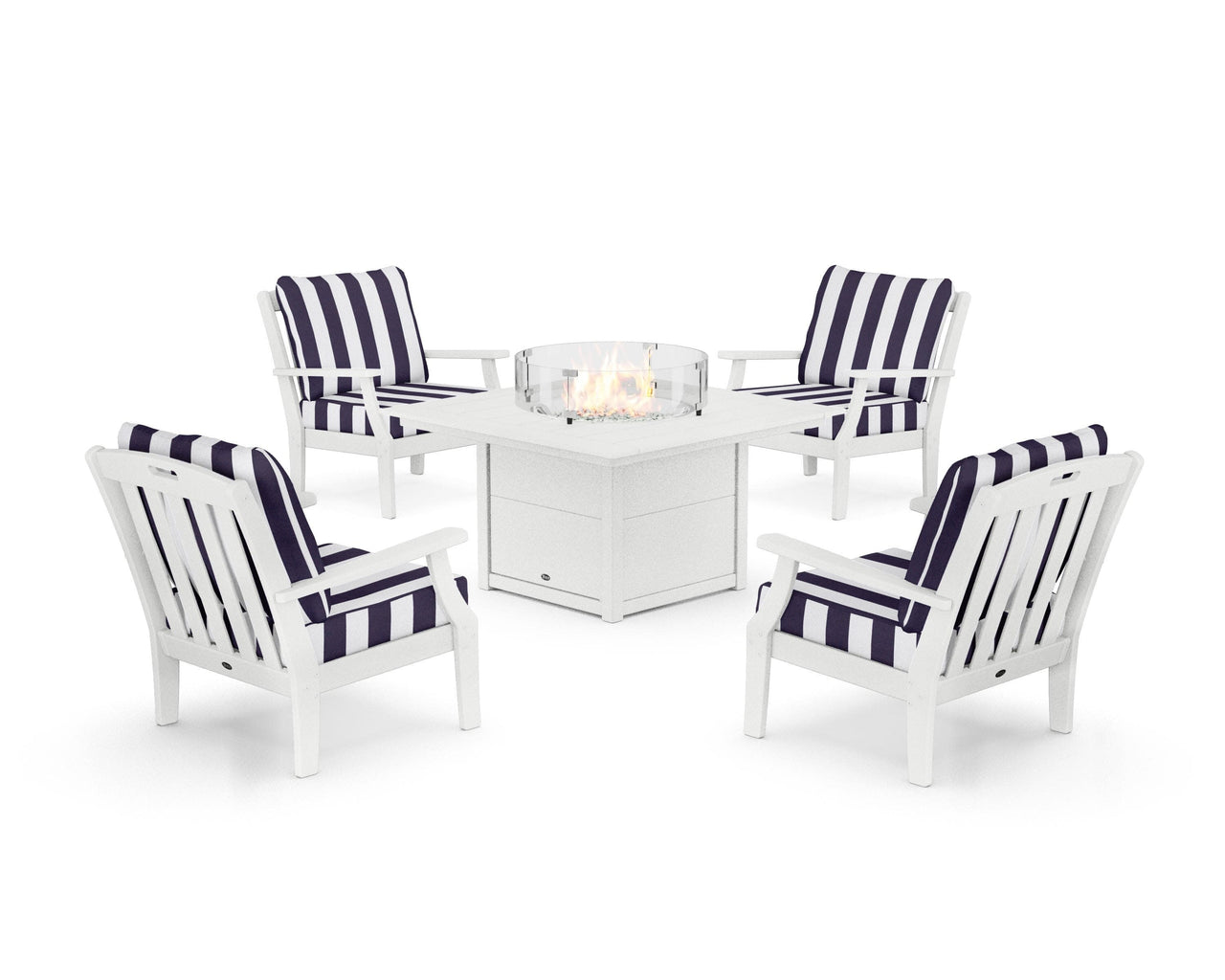 Trex Yacht Club 5-Piece Deep Seating Set with Square Fire Pit Table