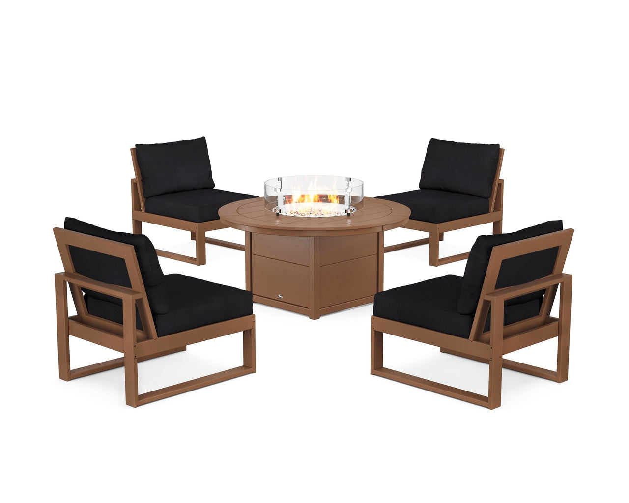 Trex Eastport Modular 5-Piece Deep Seating Set with Round Fire Pit Table