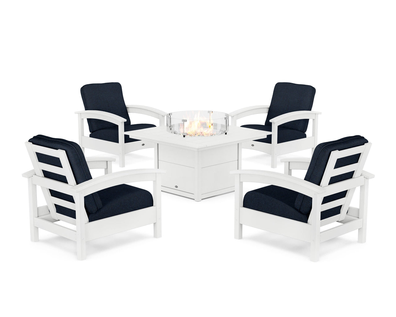 Trex Rockport 5-Piece Deep Seating Set with Square Fire Pit Table