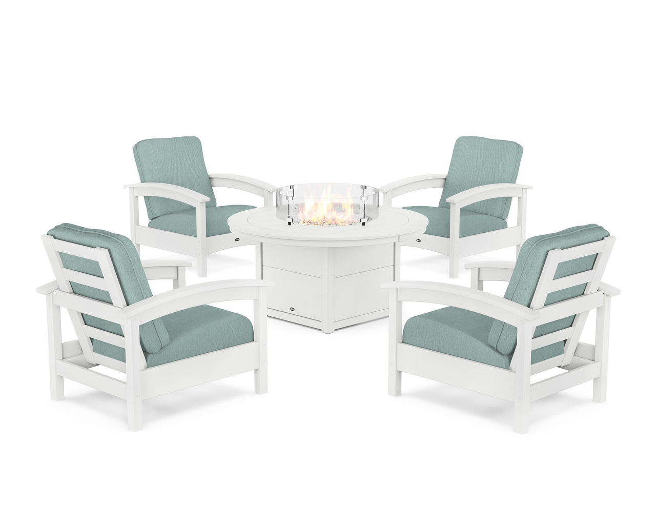 Trex Rockport 5-Piece Deep Seating Set with Round Fire Pit Table