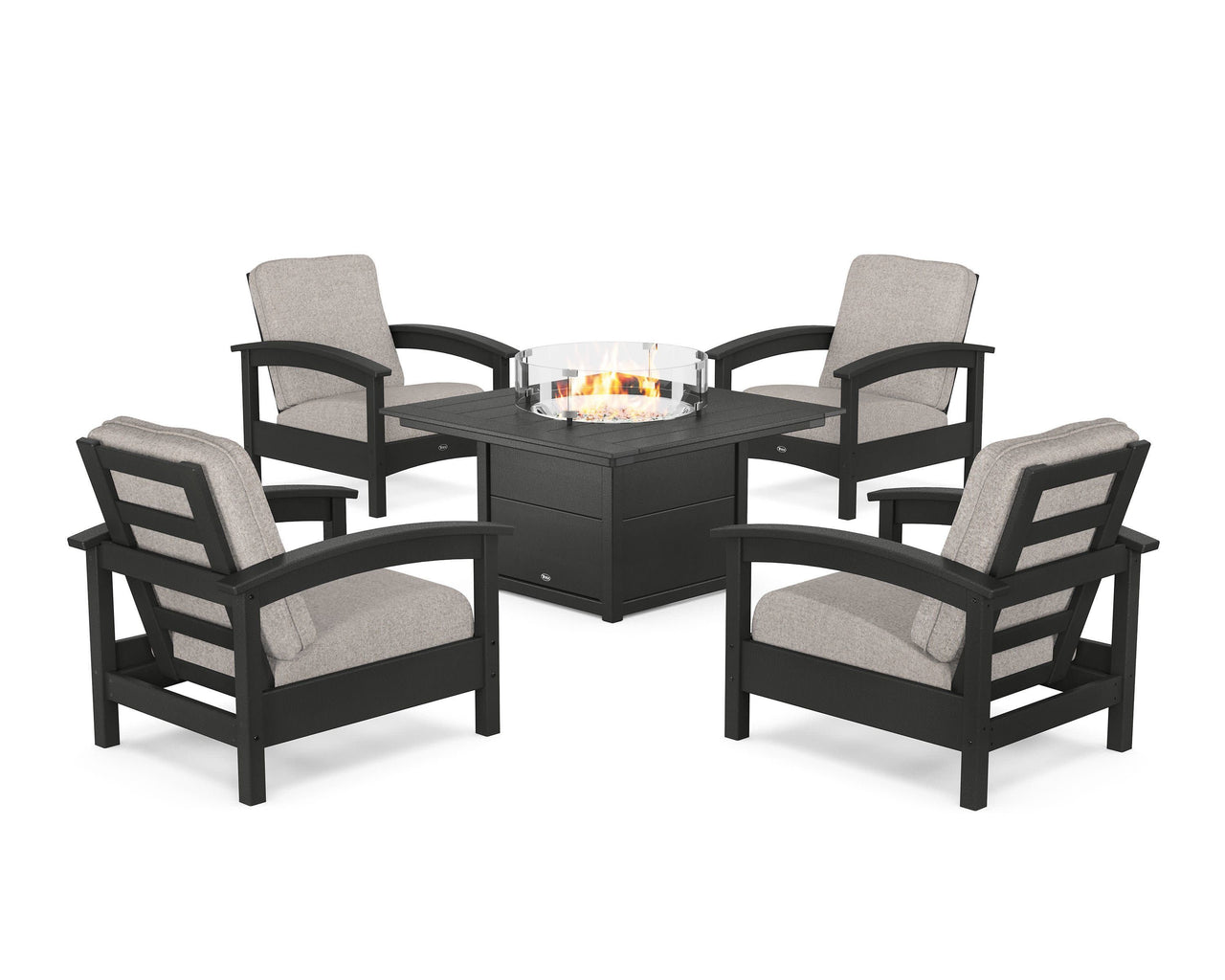 Trex Rockport 5-Piece Deep Seating Set with Square Fire Pit Table