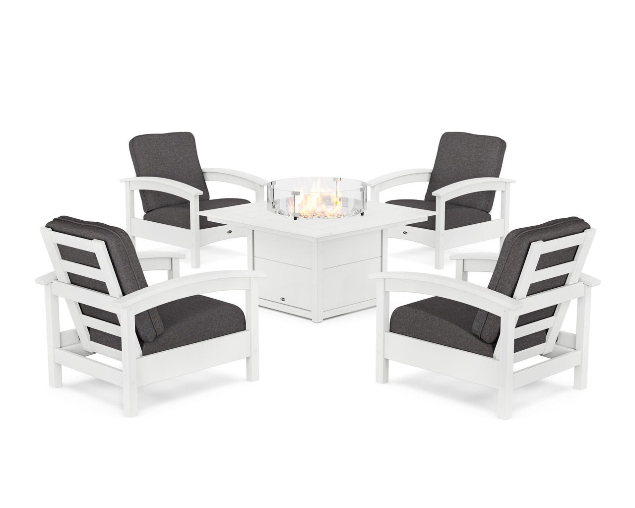 Trex Rockport 5-Piece Deep Seating Set with Square Fire Pit Table