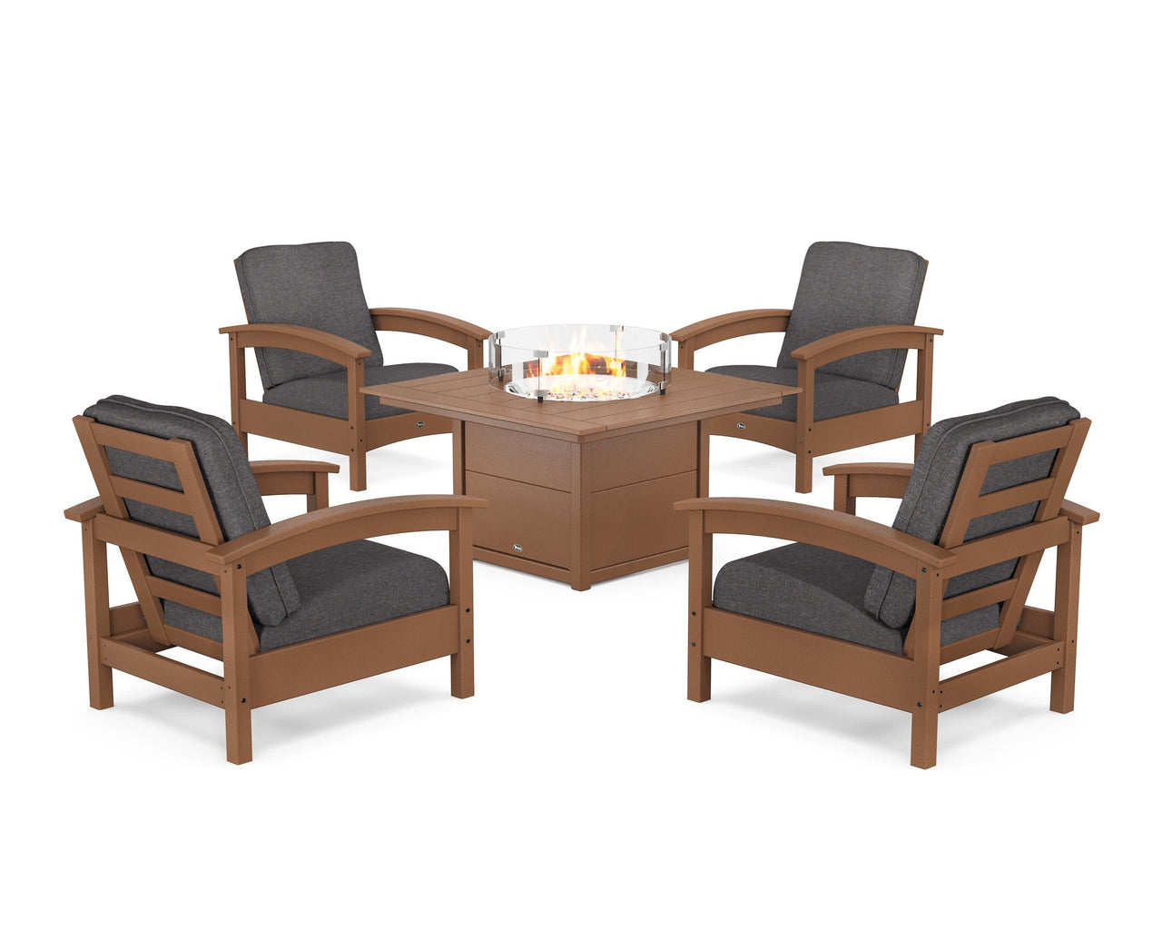 Trex Rockport 5-Piece Deep Seating Set with Square Fire Pit Table