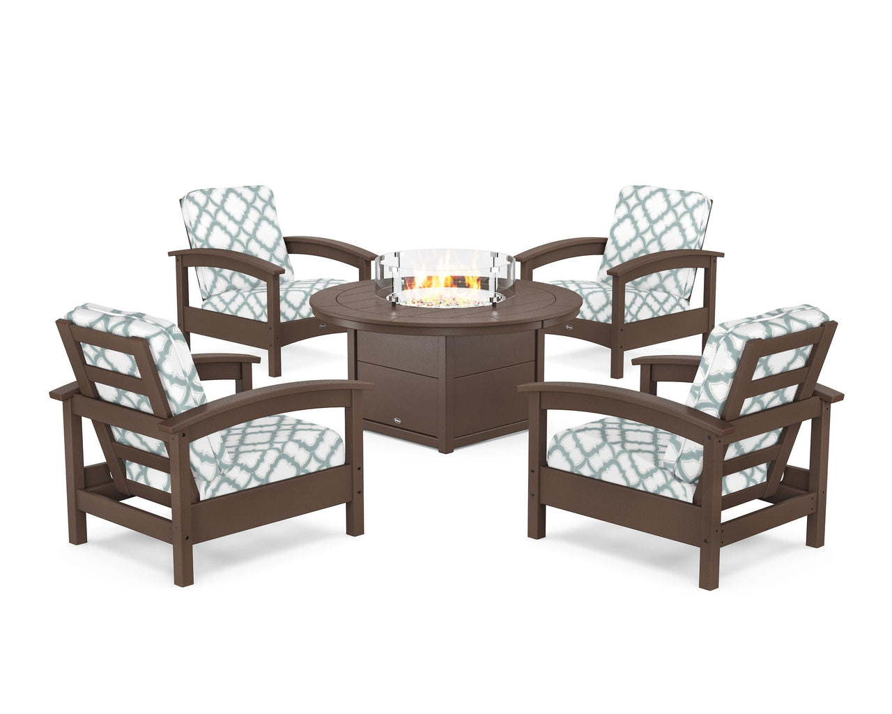 Trex Rockport 5-Piece Deep Seating Set with Round Fire Pit Table