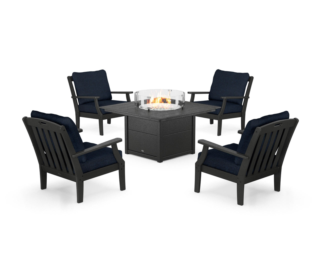 Trex Yacht Club 5-Piece Deep Seating Set with Square Fire Pit Table