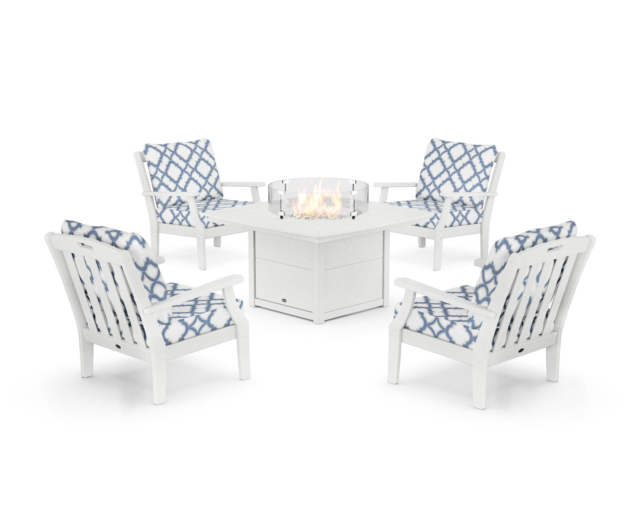 Trex Yacht Club 5-Piece Deep Seating Set with Fire Pit Table