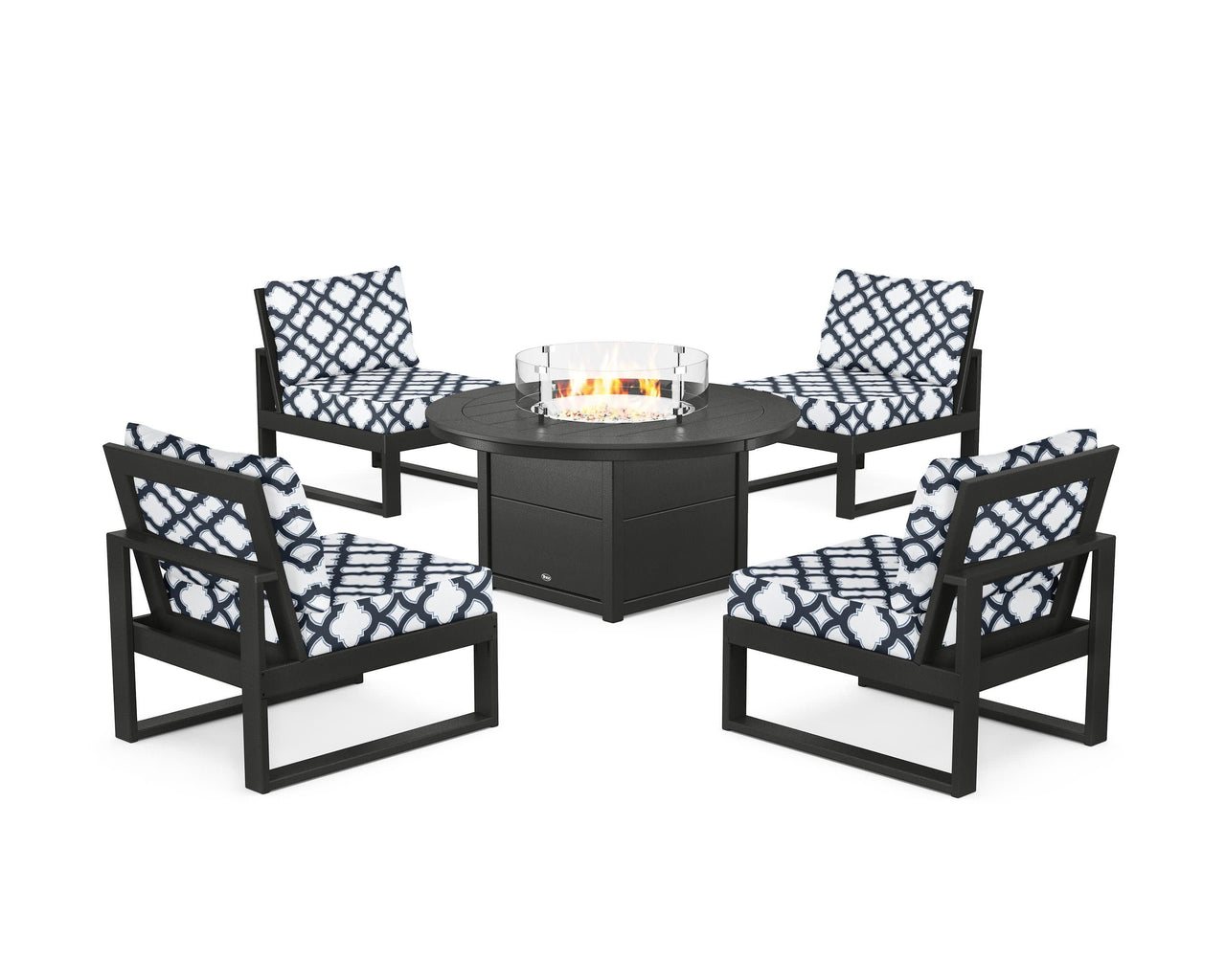 Trex Eastport Modular 5-Piece Deep Seating Set with Round Fire Pit Table