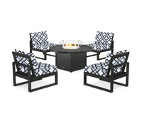Thumbnail for Trex Eastport Modular 5-Piece Deep Seating Set with Round Fire Pit Table