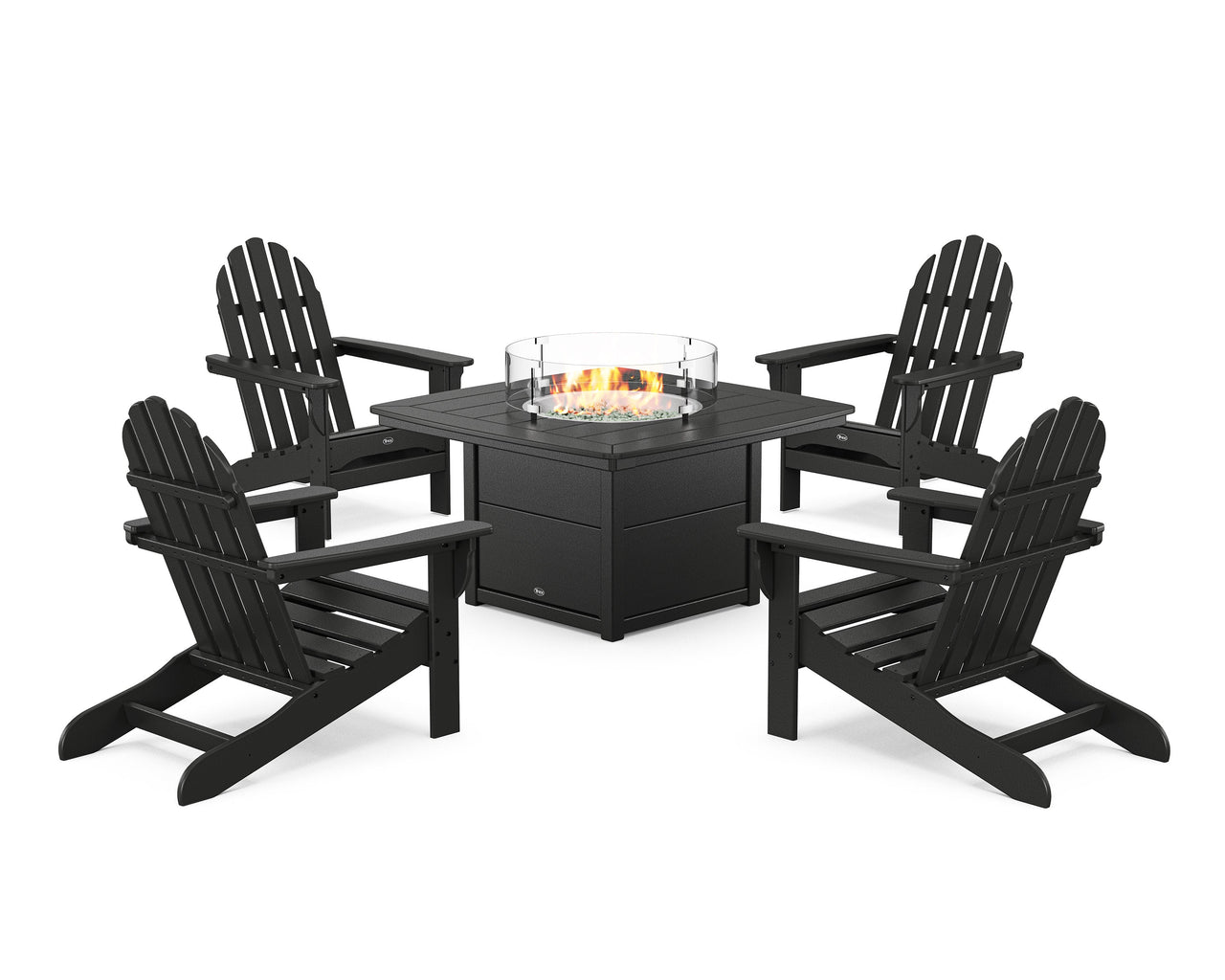 Trex Cape Cod Adirondack 5-Piece Set with Yacht Club Fire Pit Table