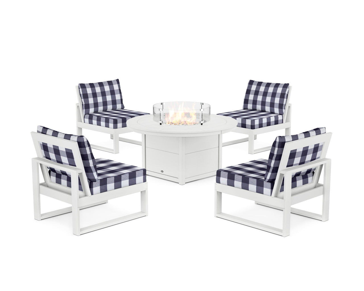 Trex Eastport Modular 5-Piece Deep Seating Set with Round Fire Pit Table