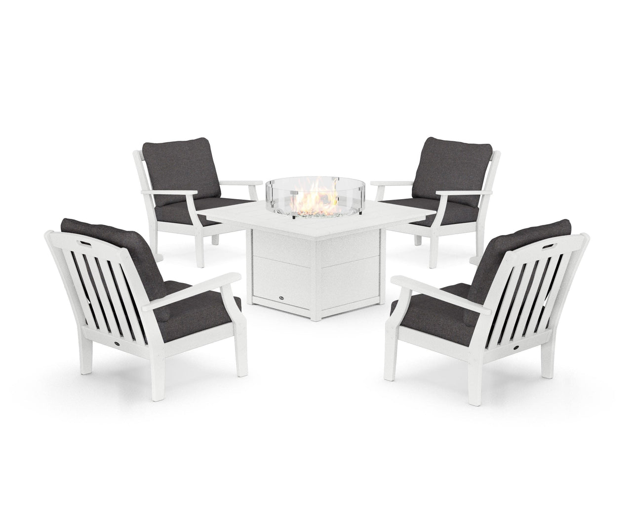Trex Yacht Club 5-Piece Deep Seating Set with Square Fire Pit Table