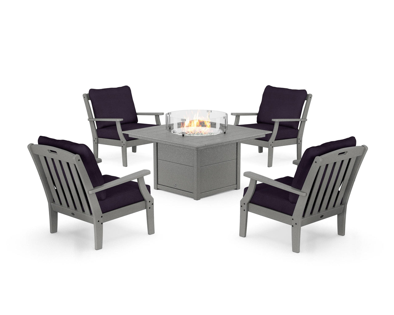 Trex Yacht Club 5-Piece Deep Seating Set with Square Fire Pit Table