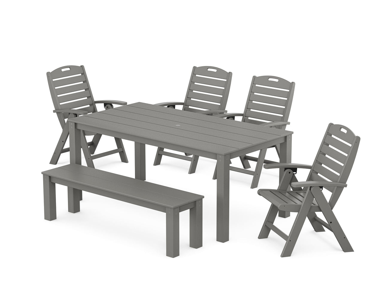 Trex Yacht Club Highback Chair 6-Piece Parsons Dining Set with Bench