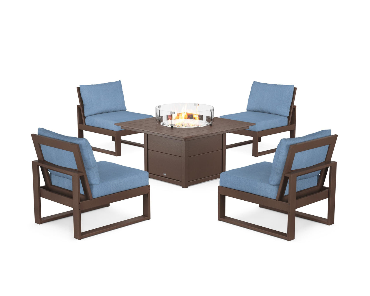 Trex Eastport Modular 5-Piece Deep Seating Set with Square Fire Pit Table