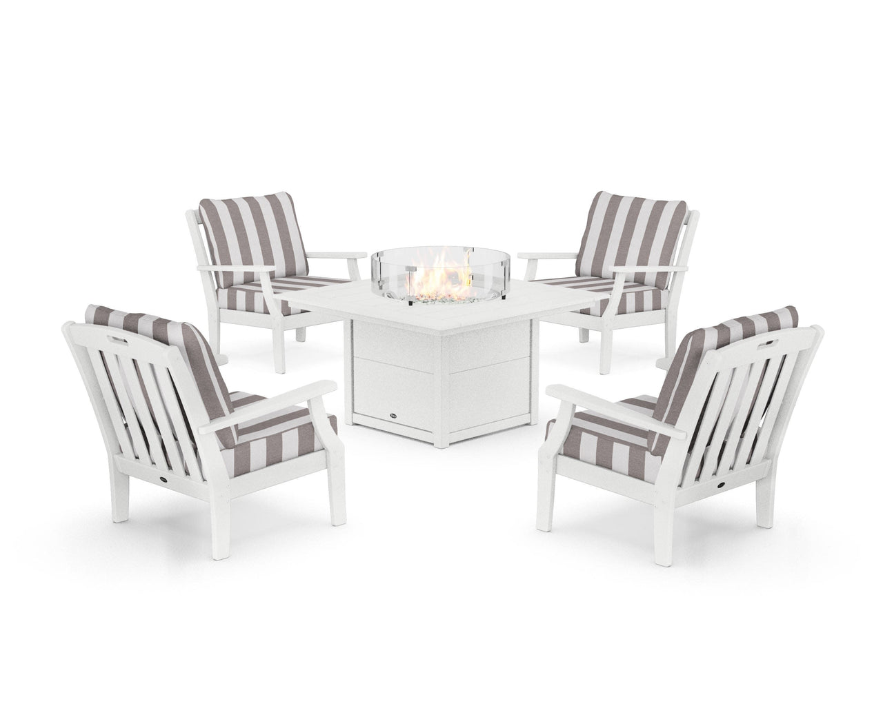 Trex Yacht Club 5-Piece Deep Seating Set with Square Fire Pit Table