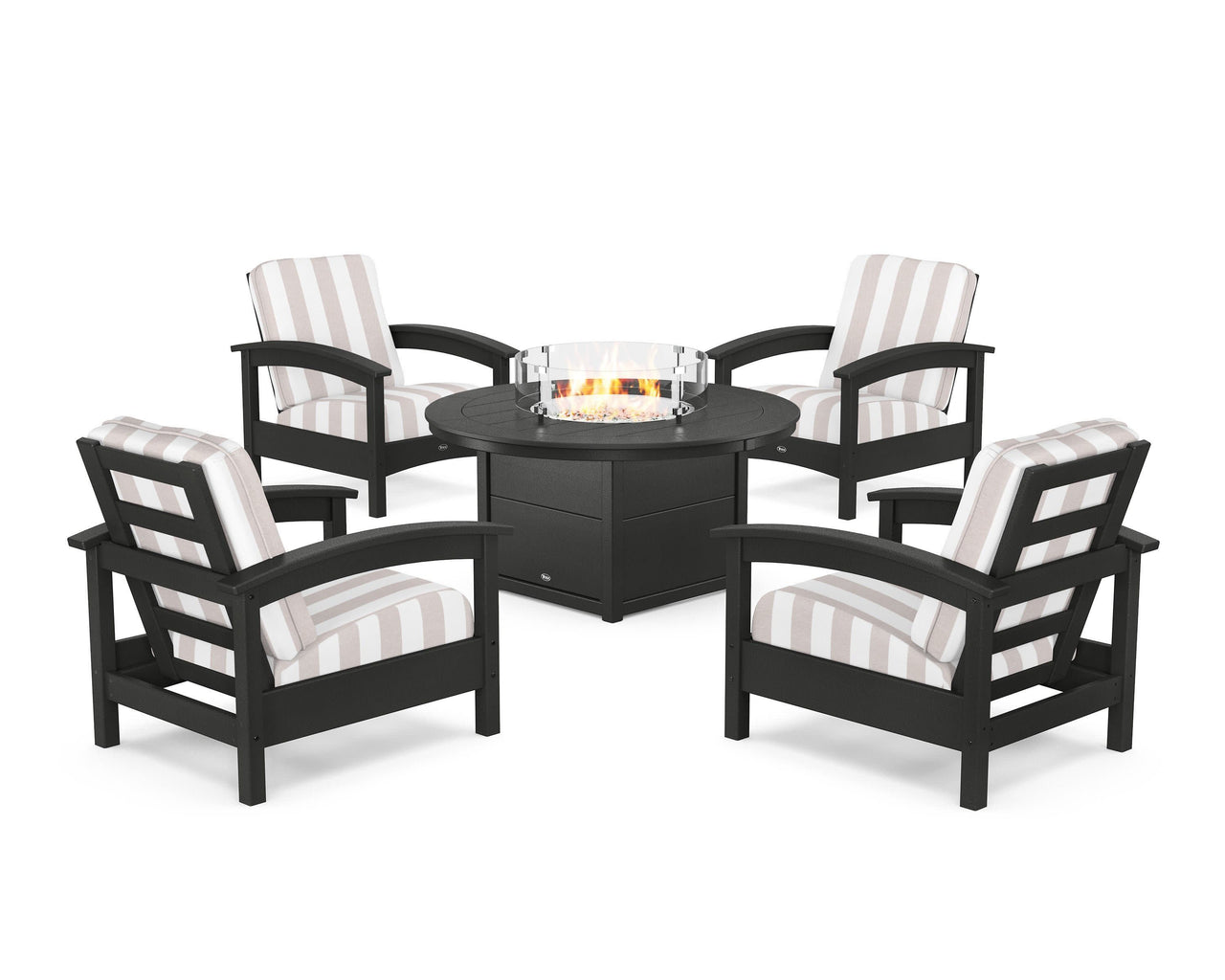 Trex Rockport 5-Piece Deep Seating Set with Round Fire Pit Table