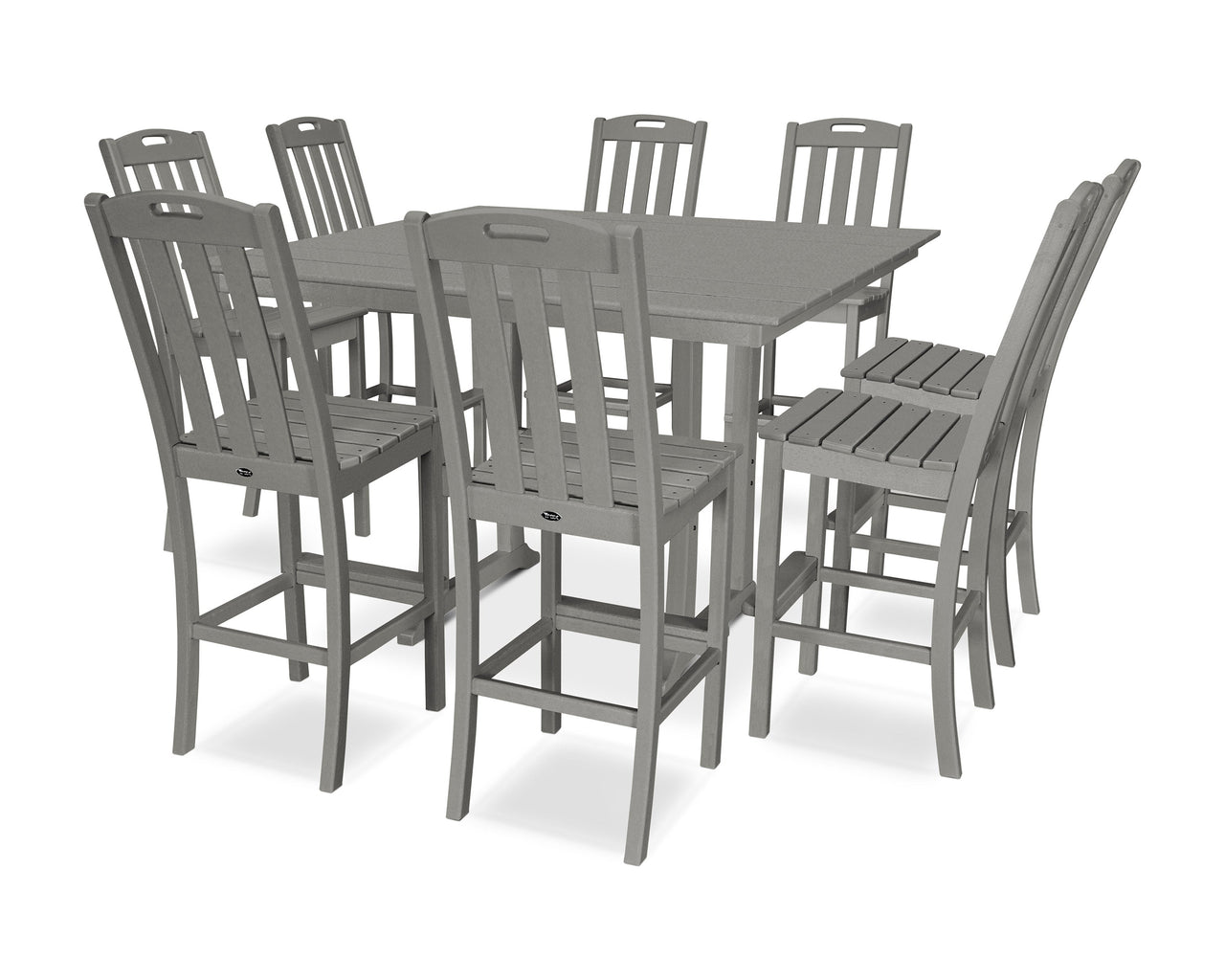 Trex Yacht Club 9-Piece Farmhouse Trestle Side Chair Bar Set