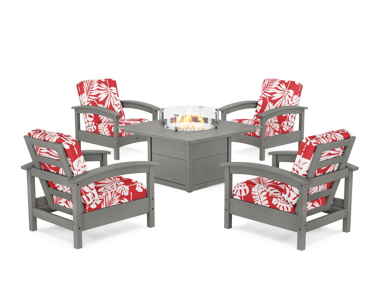 Trex Rockport 5-Piece Deep Seating Set with Square Fire Pit Table
