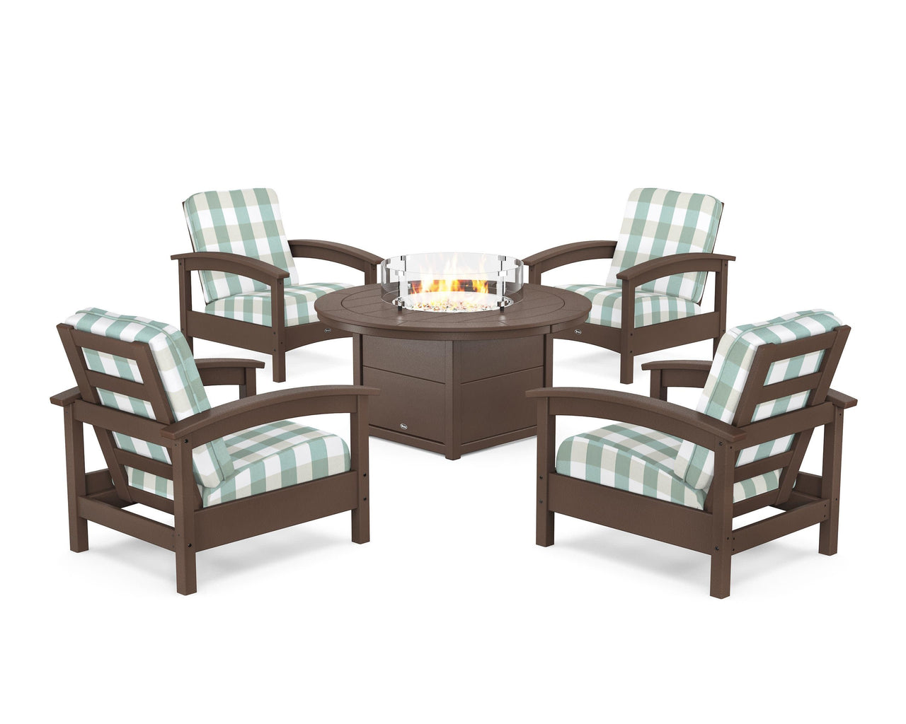 Trex Rockport 5-Piece Deep Seating Set with Round Fire Pit Table