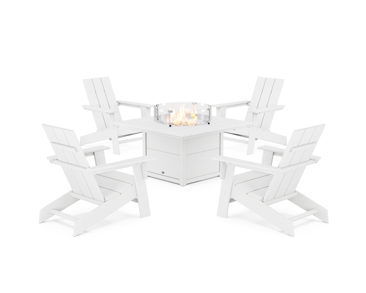 Trex Eastport Modern Adirondack 5-Piece Set with Square Fire Pit Table