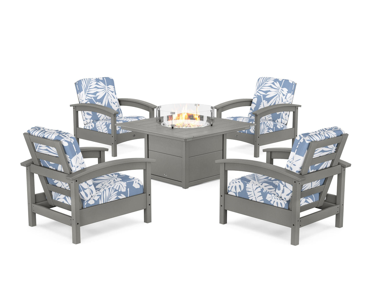 Trex Rockport 5-Piece Deep Seating Set with Square Fire Pit Table