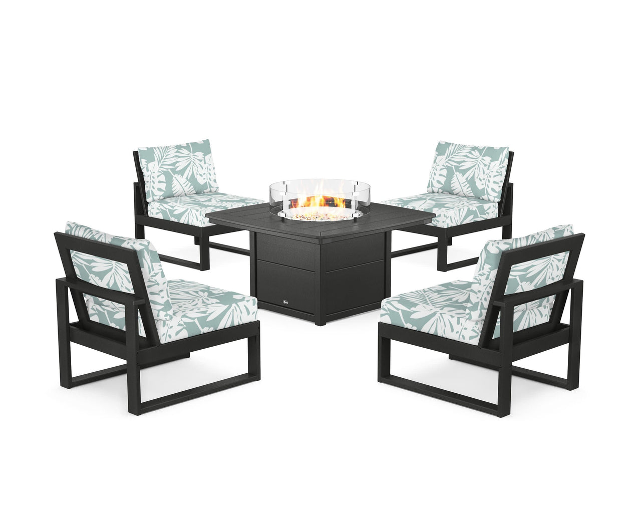 Trex Eastport Modular 5-Piece Deep Seating Set with Yacht Club Fire Pit Table