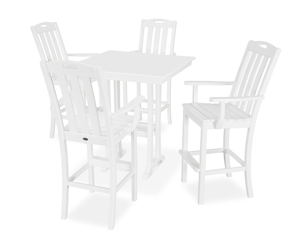 Trex Yacht Club 5-Piece Farmhouse Trestle Arm Chair Bar Set