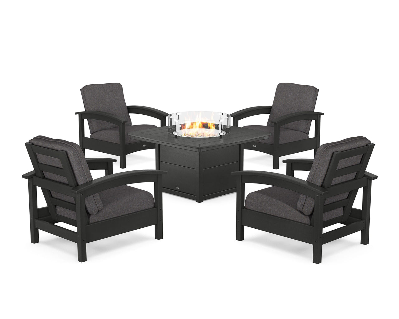 Trex Rockport 5-Piece Deep Seating Set with Yacht Club Fire Pit Table
