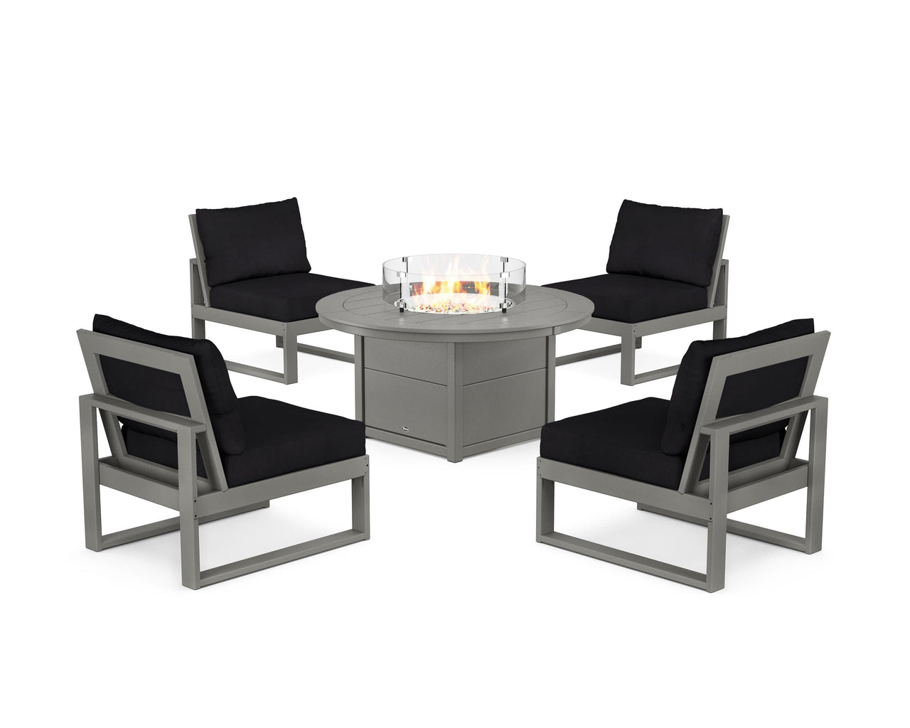 Trex Eastport Modular 5-Piece Deep Seating Set with Round Fire Pit Table